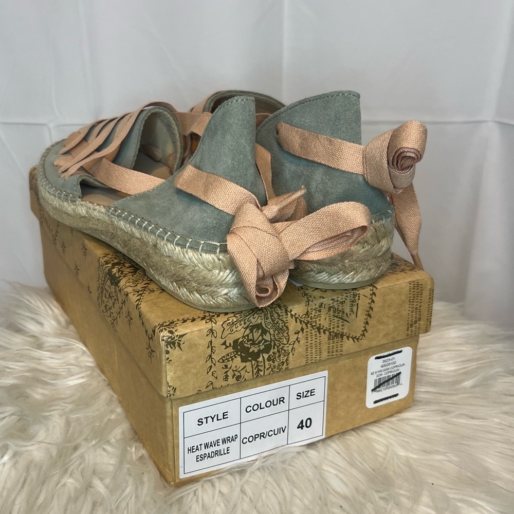 NIB Free People Heat Wave Wrap Espadrille Suede Shoe Sandal EU40/US9 MSRP $158 - Picture 2 of 9